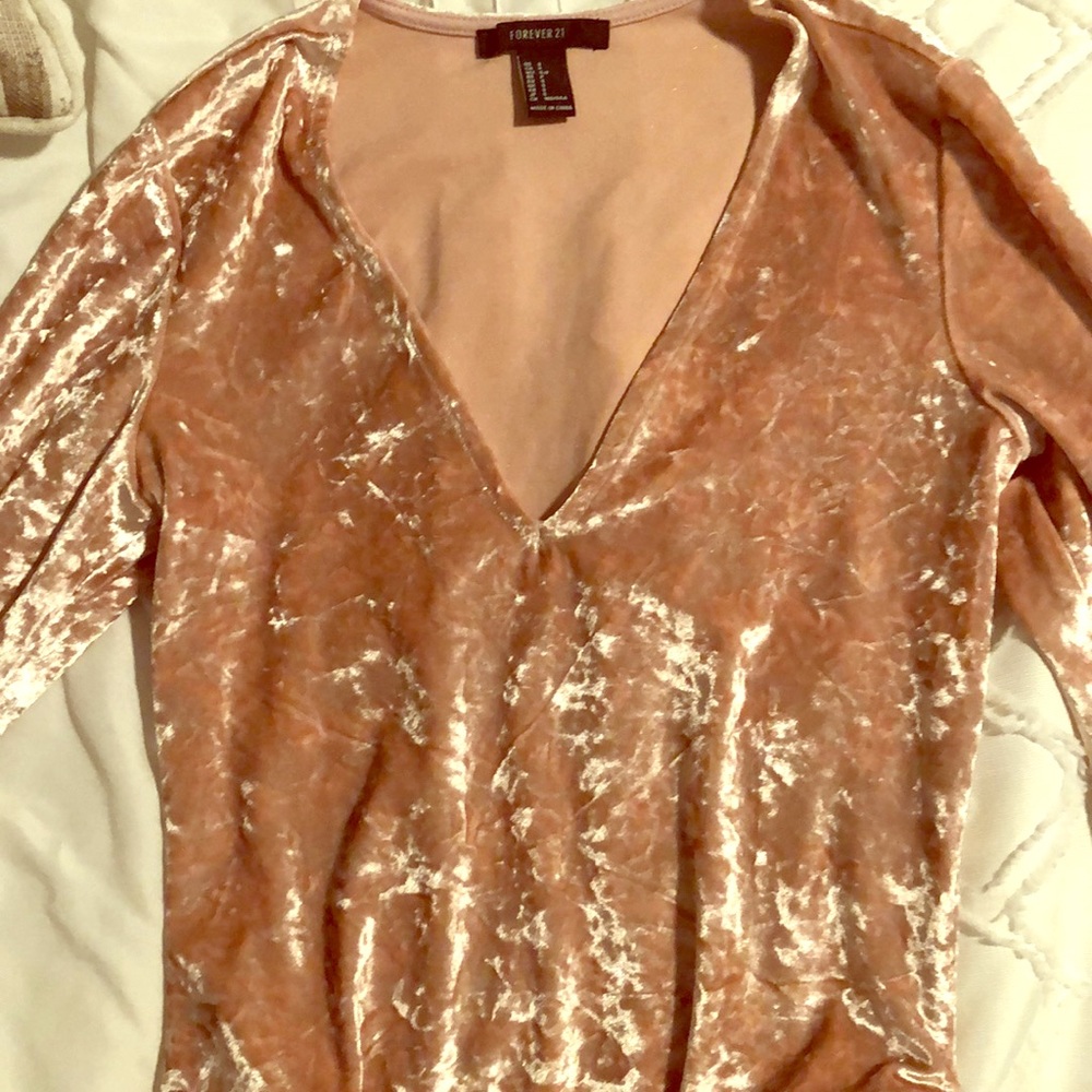 Pink velvet bodysuit
